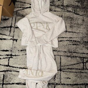 PINK Victoria's Secret Cream Hoodie Set